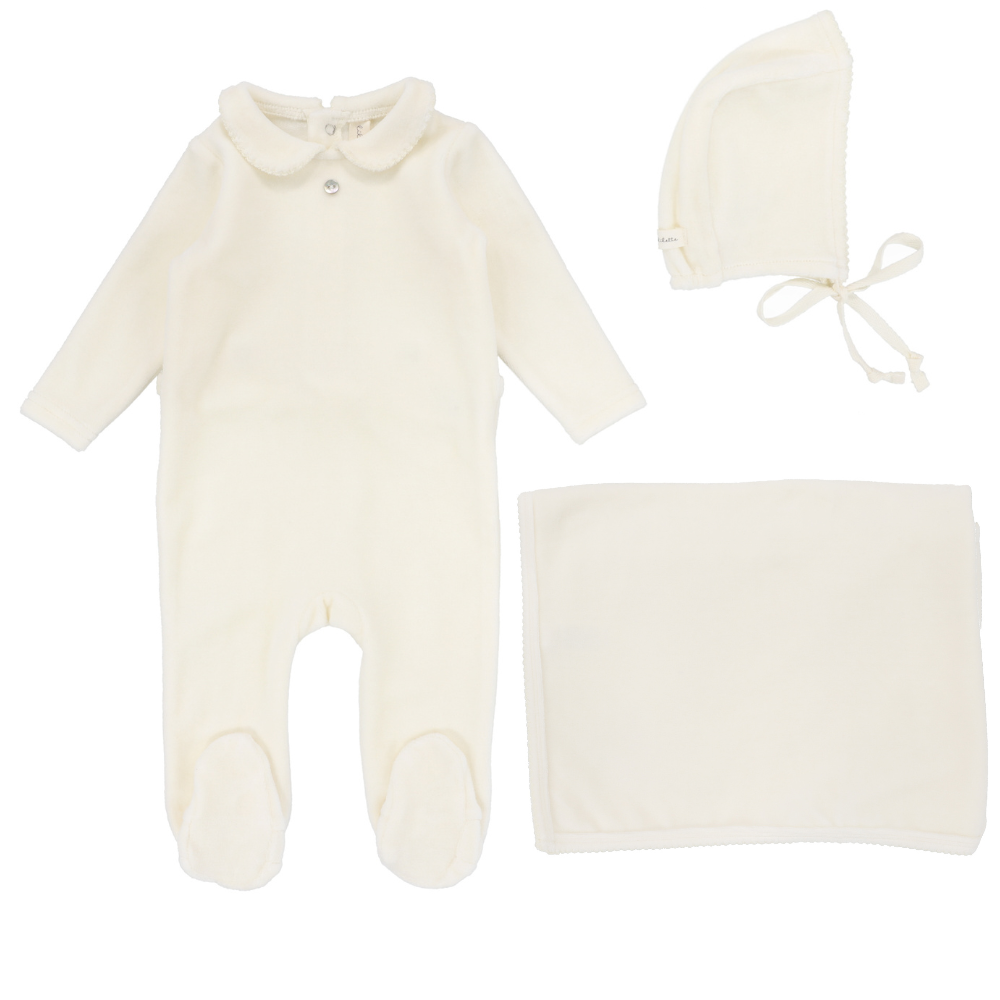 Lilette Velour Collar Layette Set