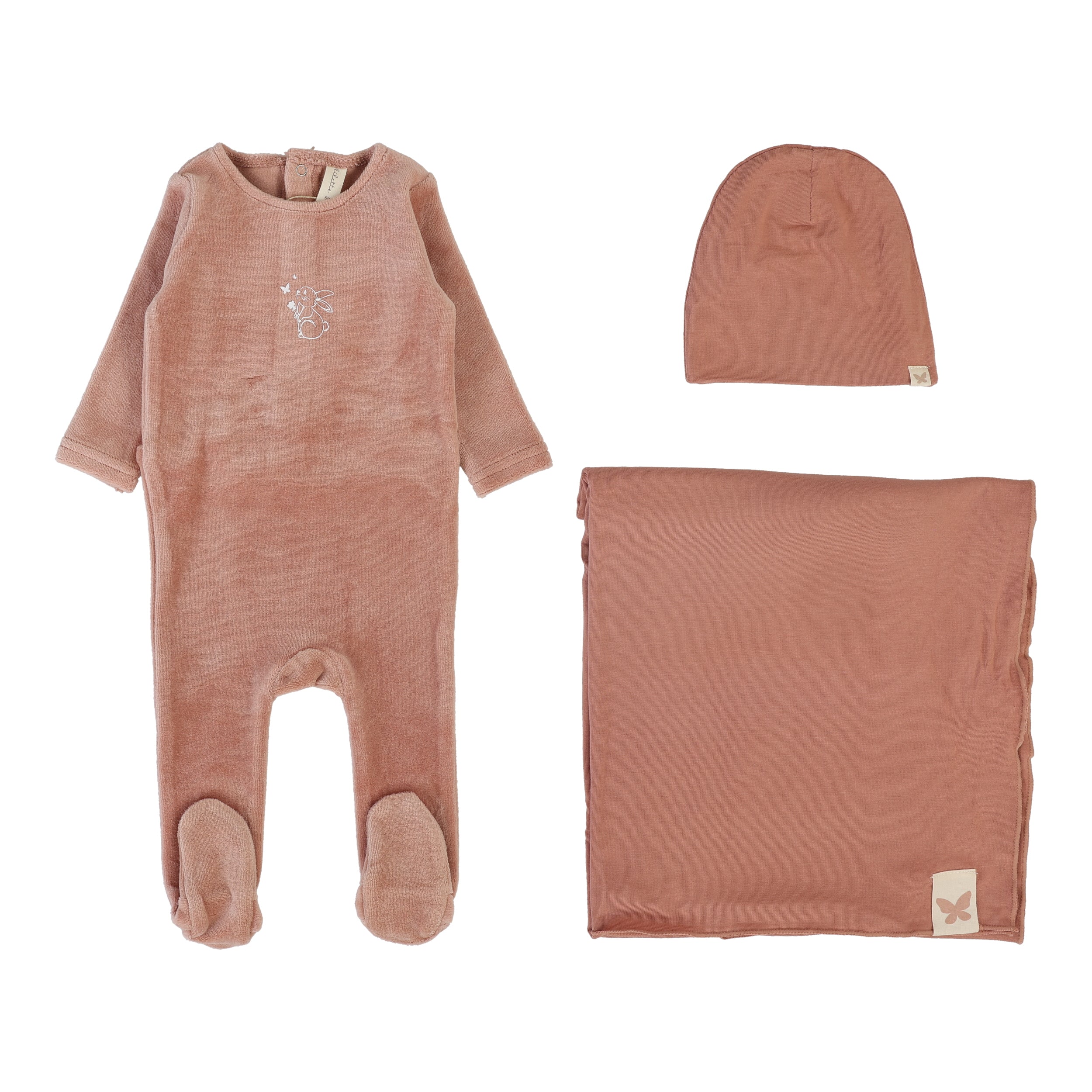 Lilette Velour Forest Graphic Layette Set - Deep Pink