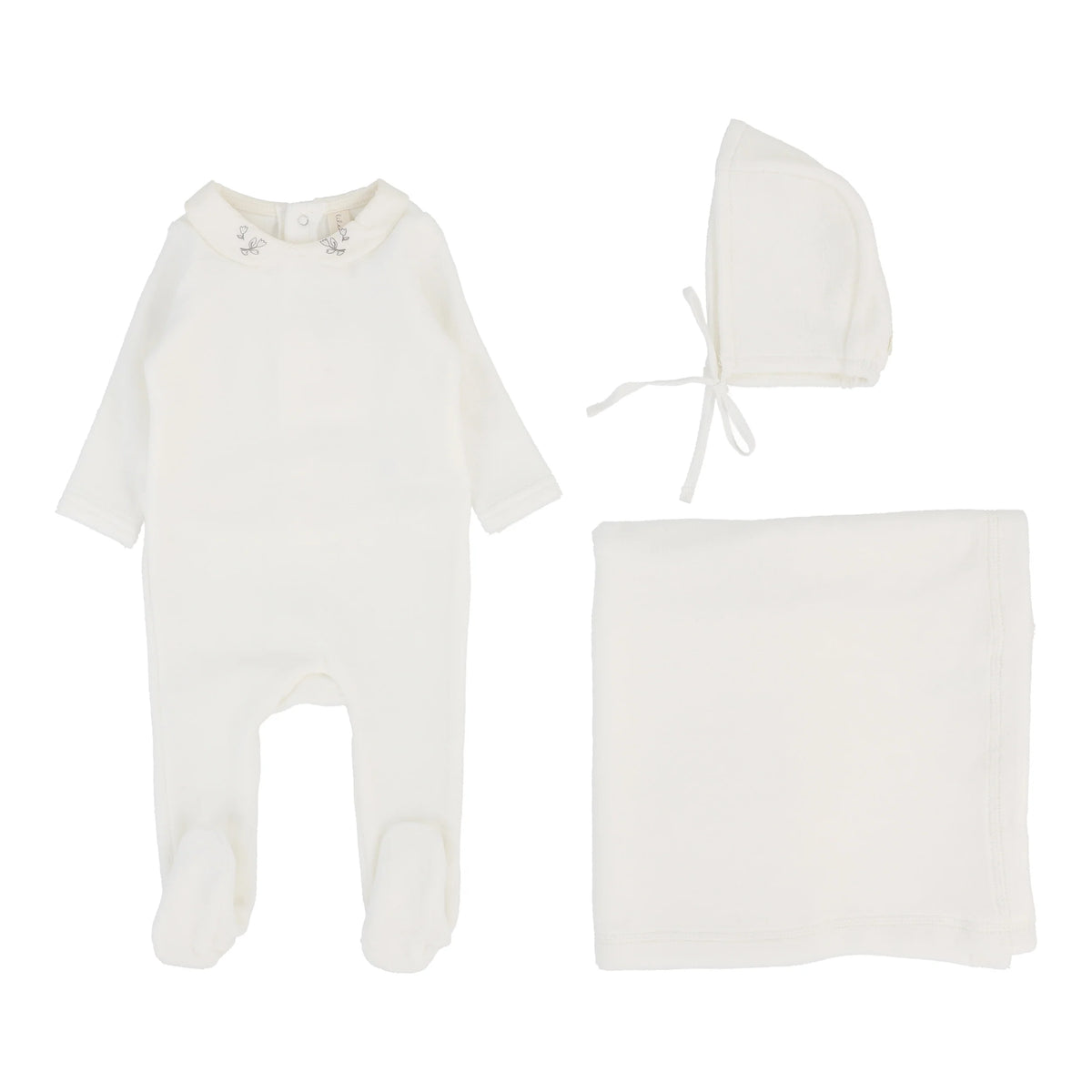 Lilette Velour Collar Layette Set AW25 - Cream/Oat
