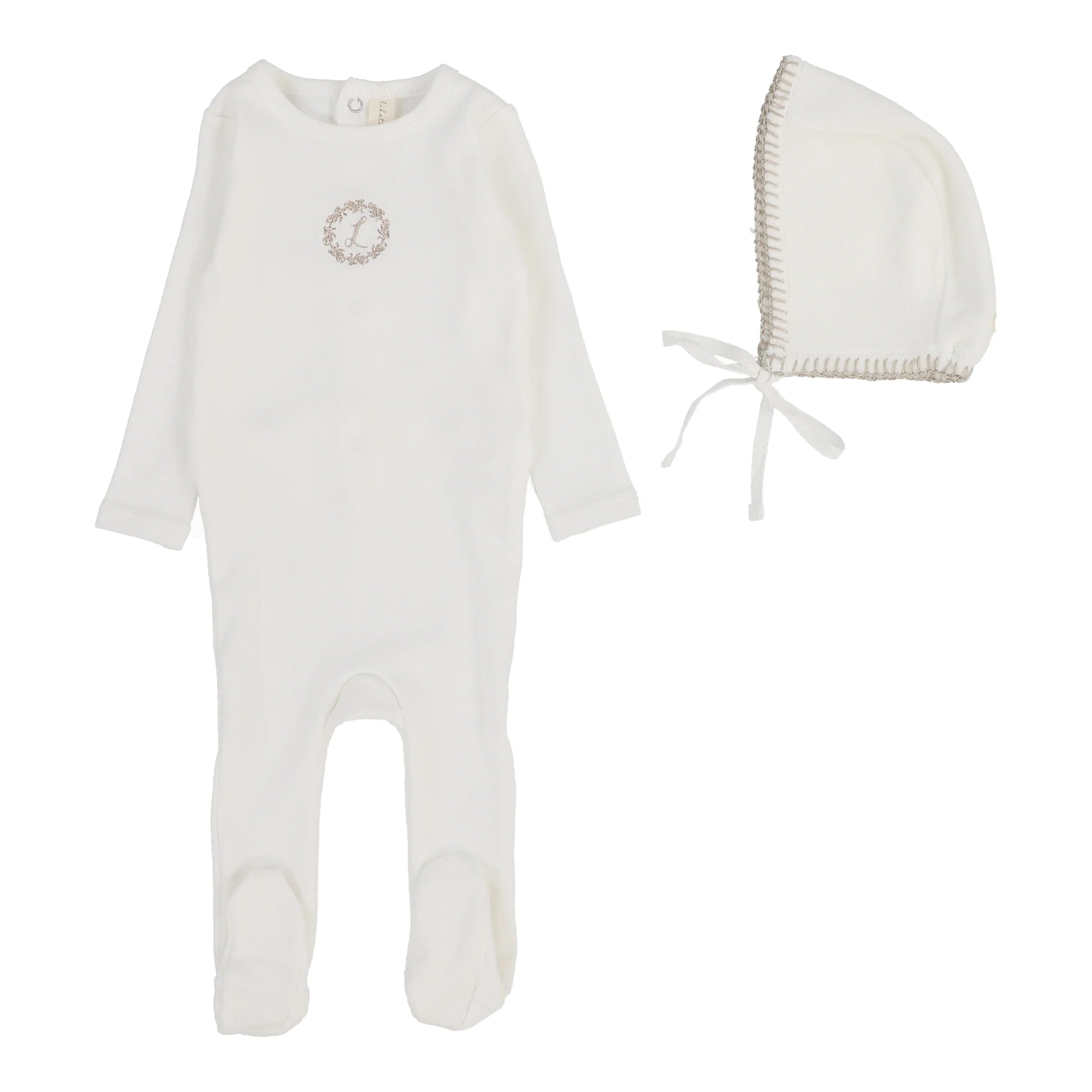 Lilette Velour Cardi Footie & Bonnet - Cream/Oat