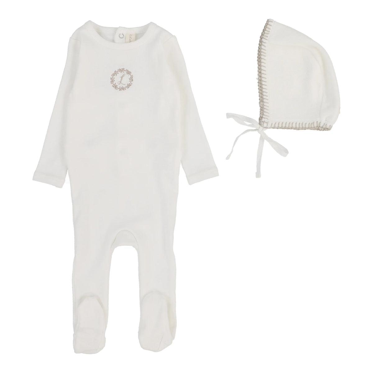 Lilette Velour Cardi Footie & Bonnet - Cream/Oat
