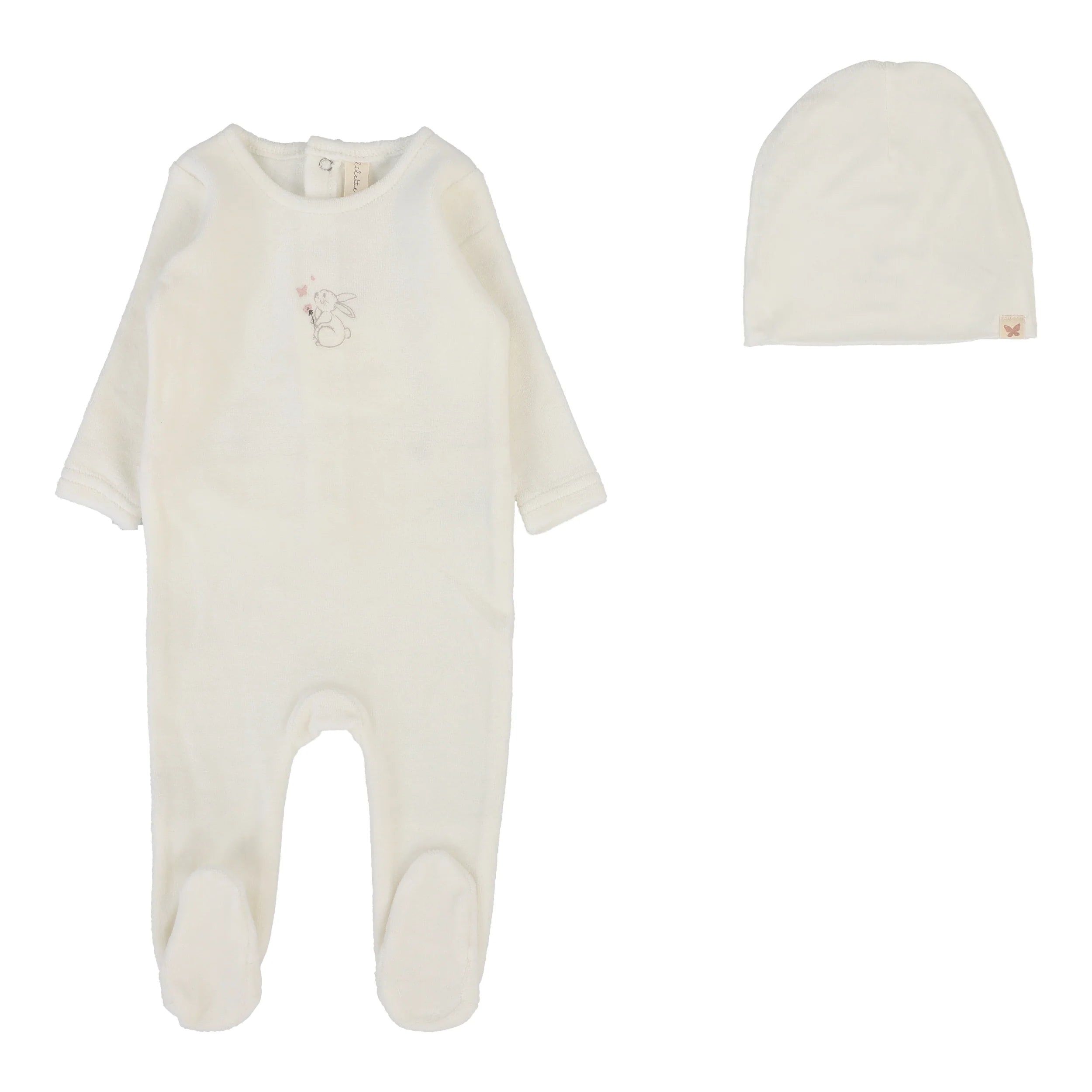 Lilette Velour Forest Graphic Footie & Hat -Winter White/Pink