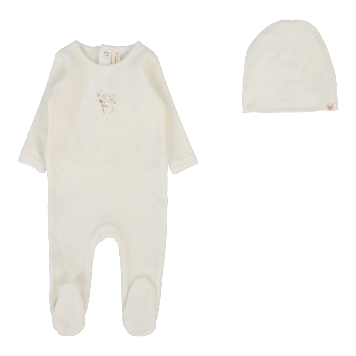 Lilette Velour Forest Graphic Footie & Hat -Winter White/Pink