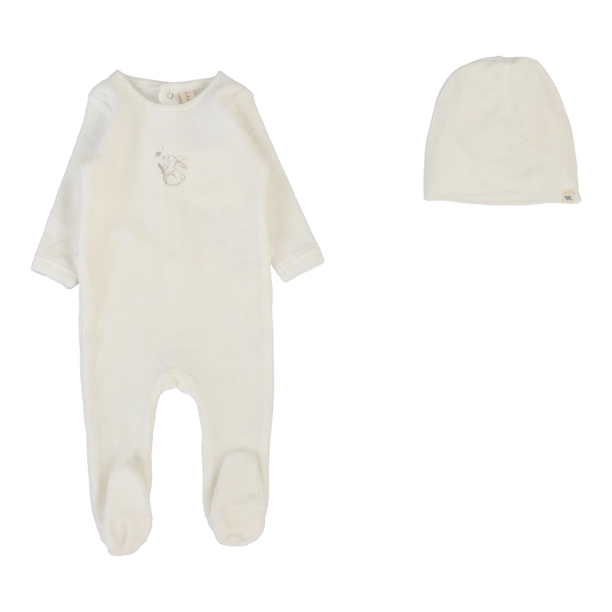 Lilette Velour Forest Graphic Footie & Hat -Winter White/oat