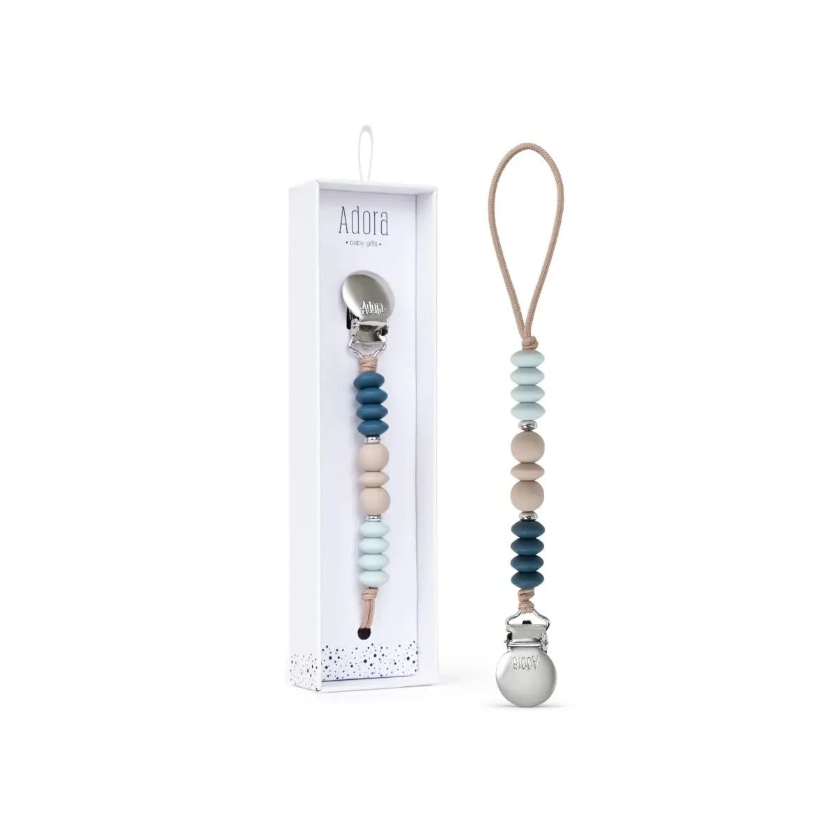 Adora Pacifier Clip- Denim Trio