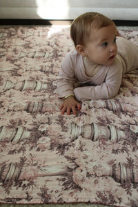 Little Threads Vintage Pink Floral Pillars Muslin Blanket
