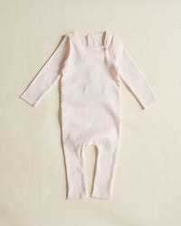 Ferne Footless Long Romper & Bonnet - Barely Pink