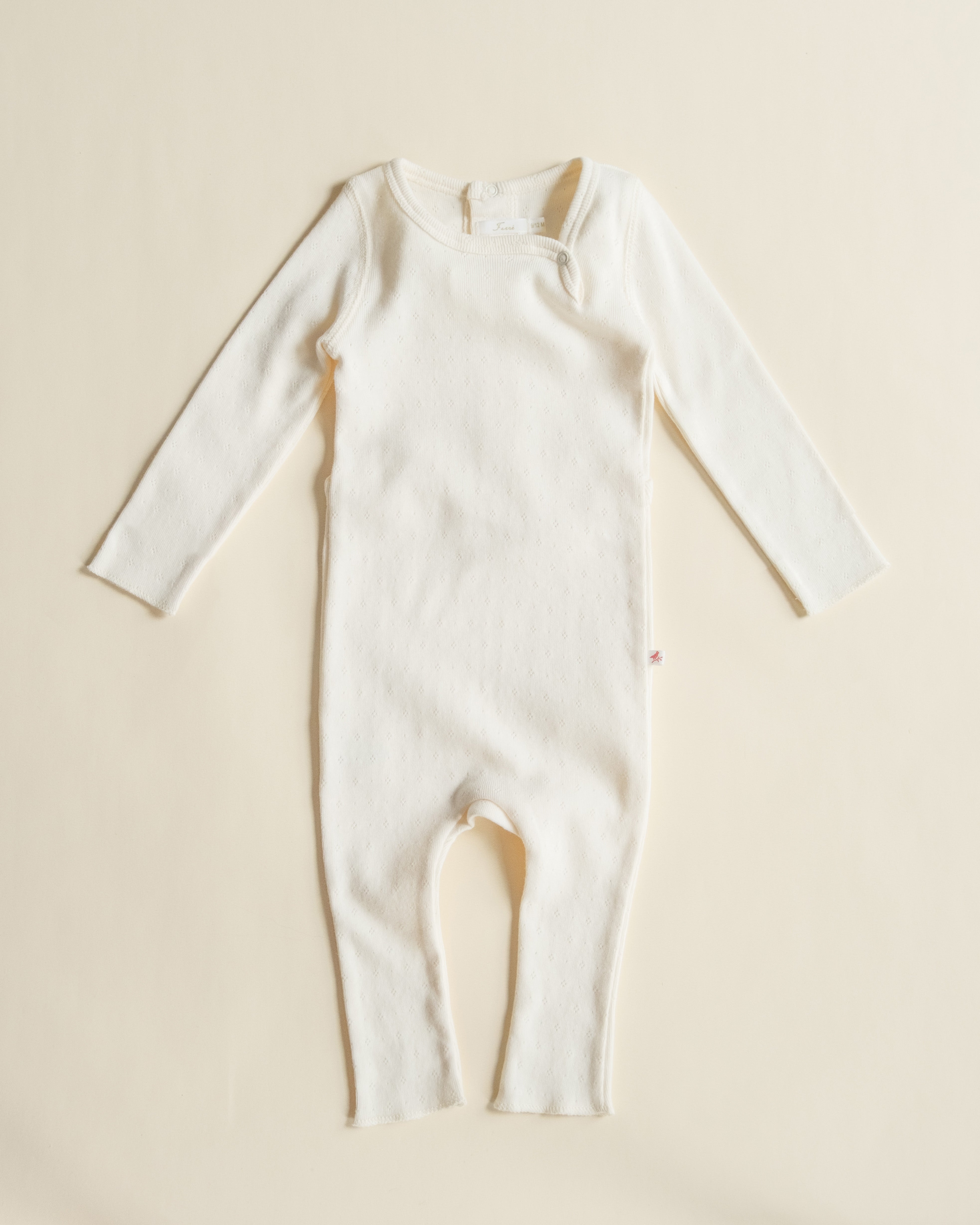 Ferne Footless Long Romper & Bonnet - ecru