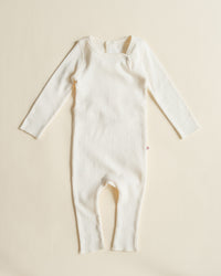 Ferne Footless Long Romper & Bonnet - ecru
