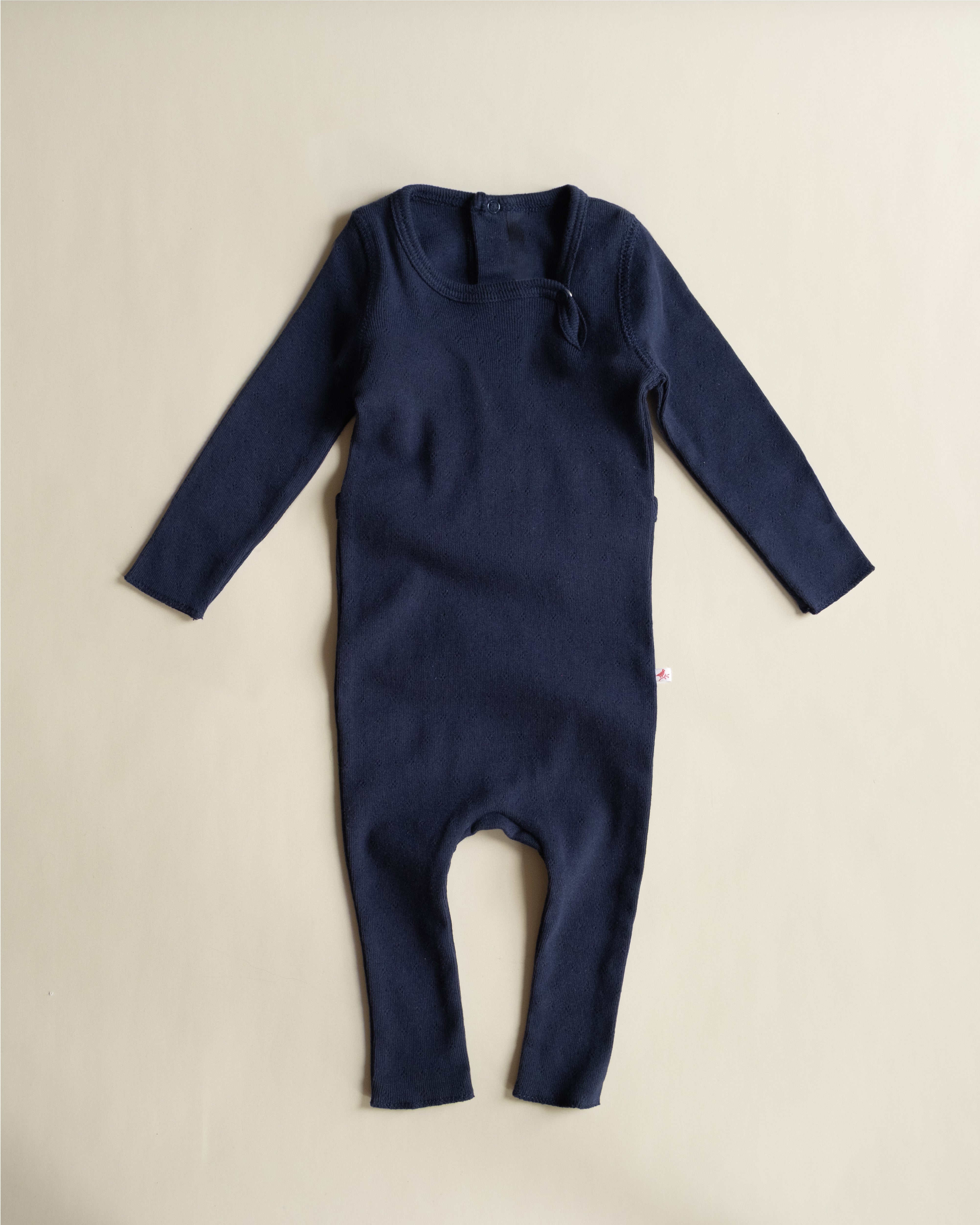 Ferne Footless Long Romper & Bonnet - Navy Blue