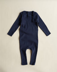 Ferne Footless Long Romper & Bonnet - Navy Blue