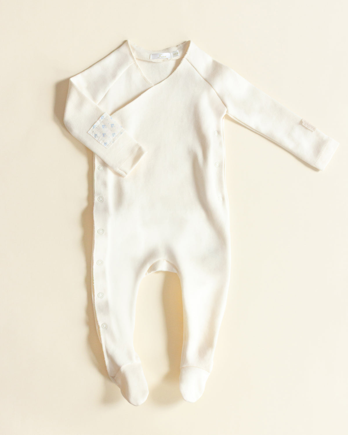 Ferne Patch Footie - Ecru/Blue Calico