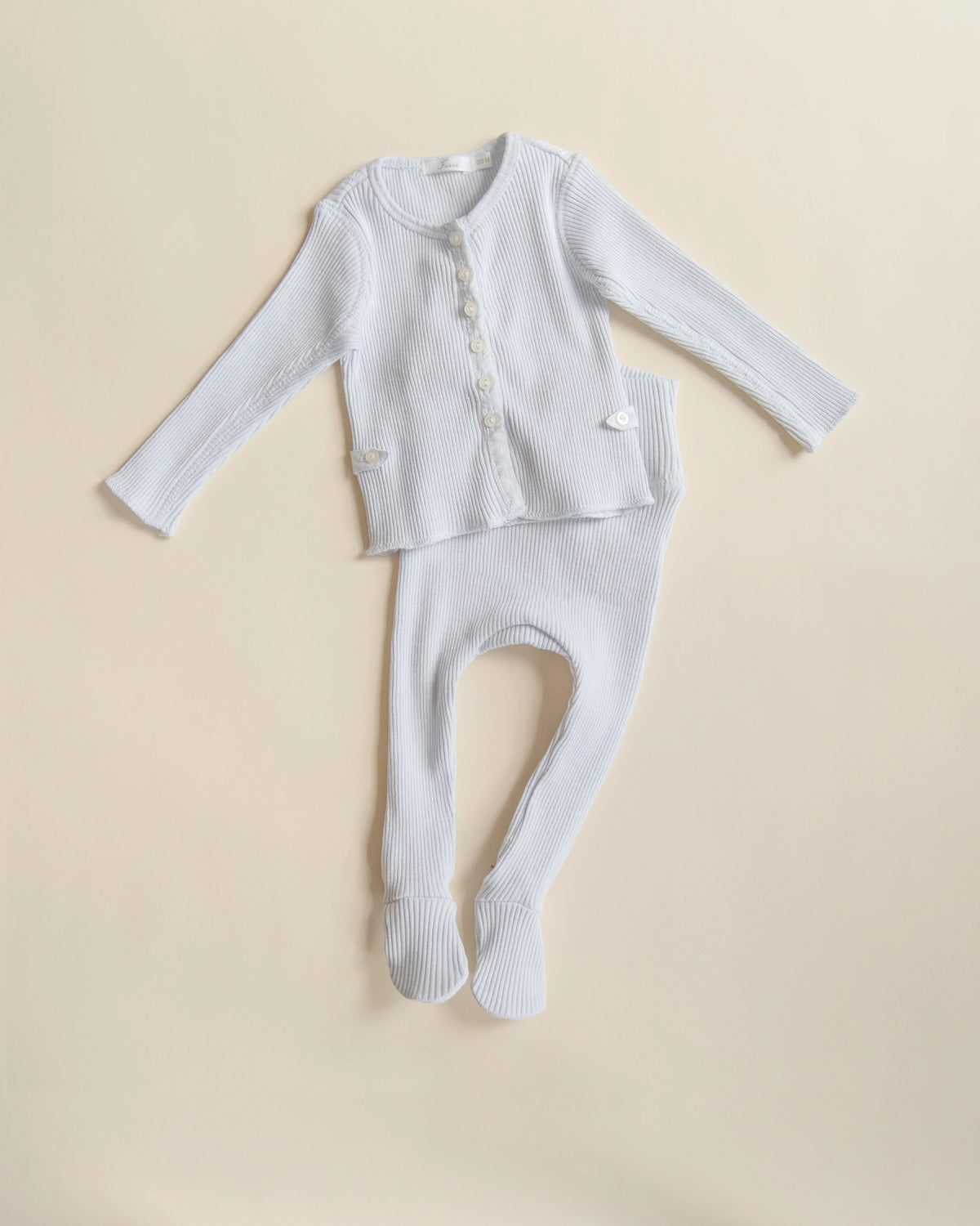 Ferne Footed Cardigan Set W Beanie - Barely Blue