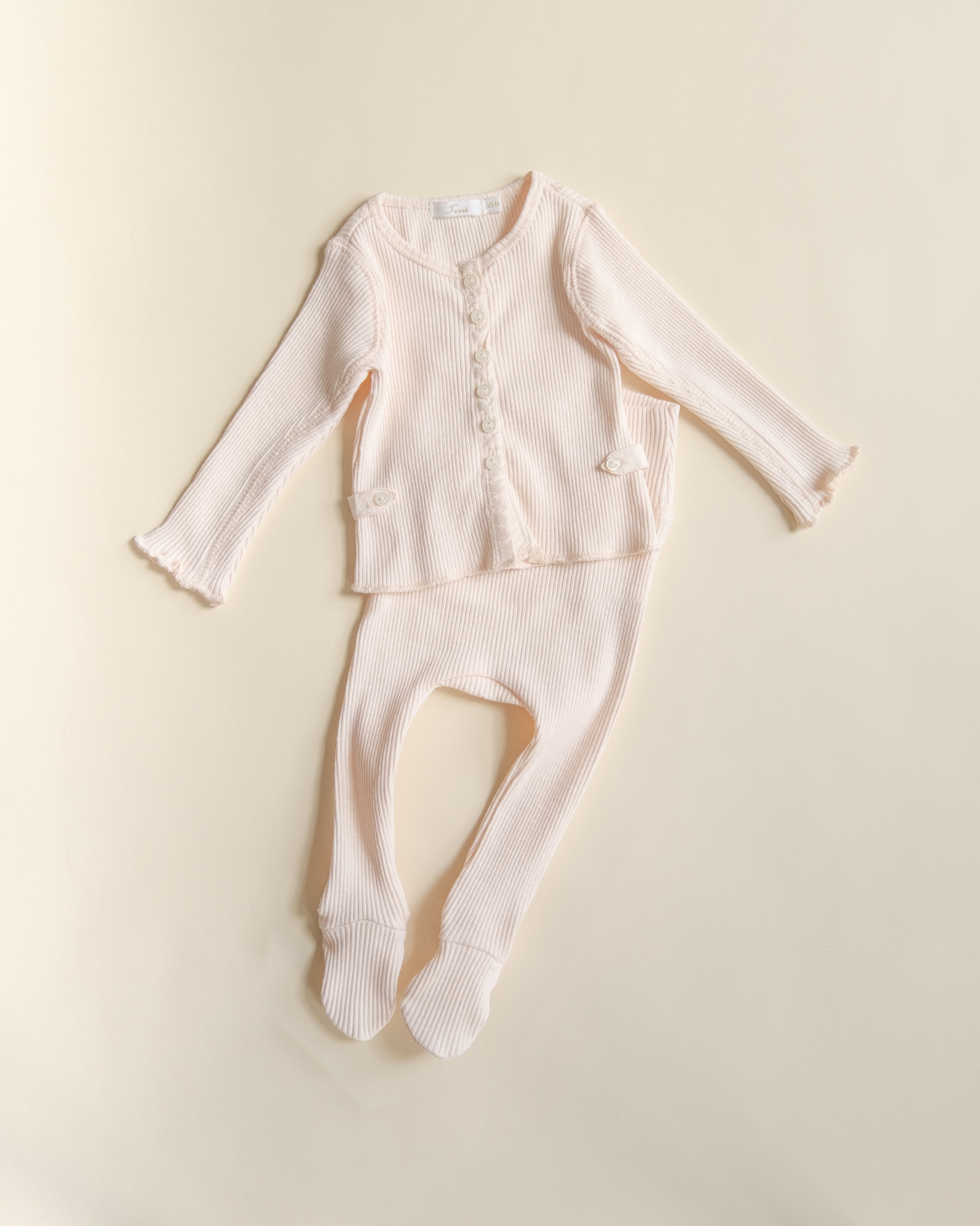 Ferne Footed Cardigan Set - Barely Pink