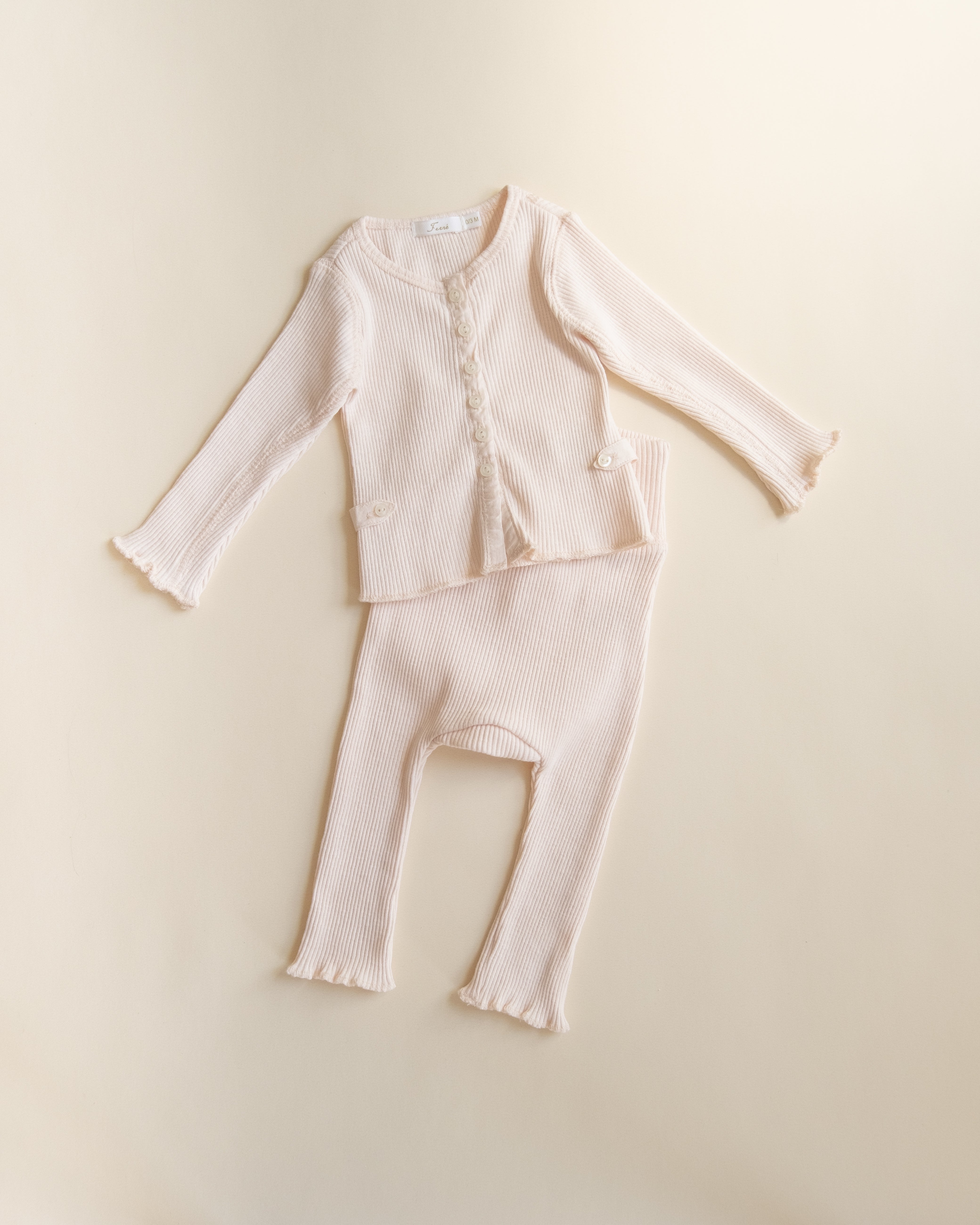 Ferne Footless Cardigan Set - Barely Pink
