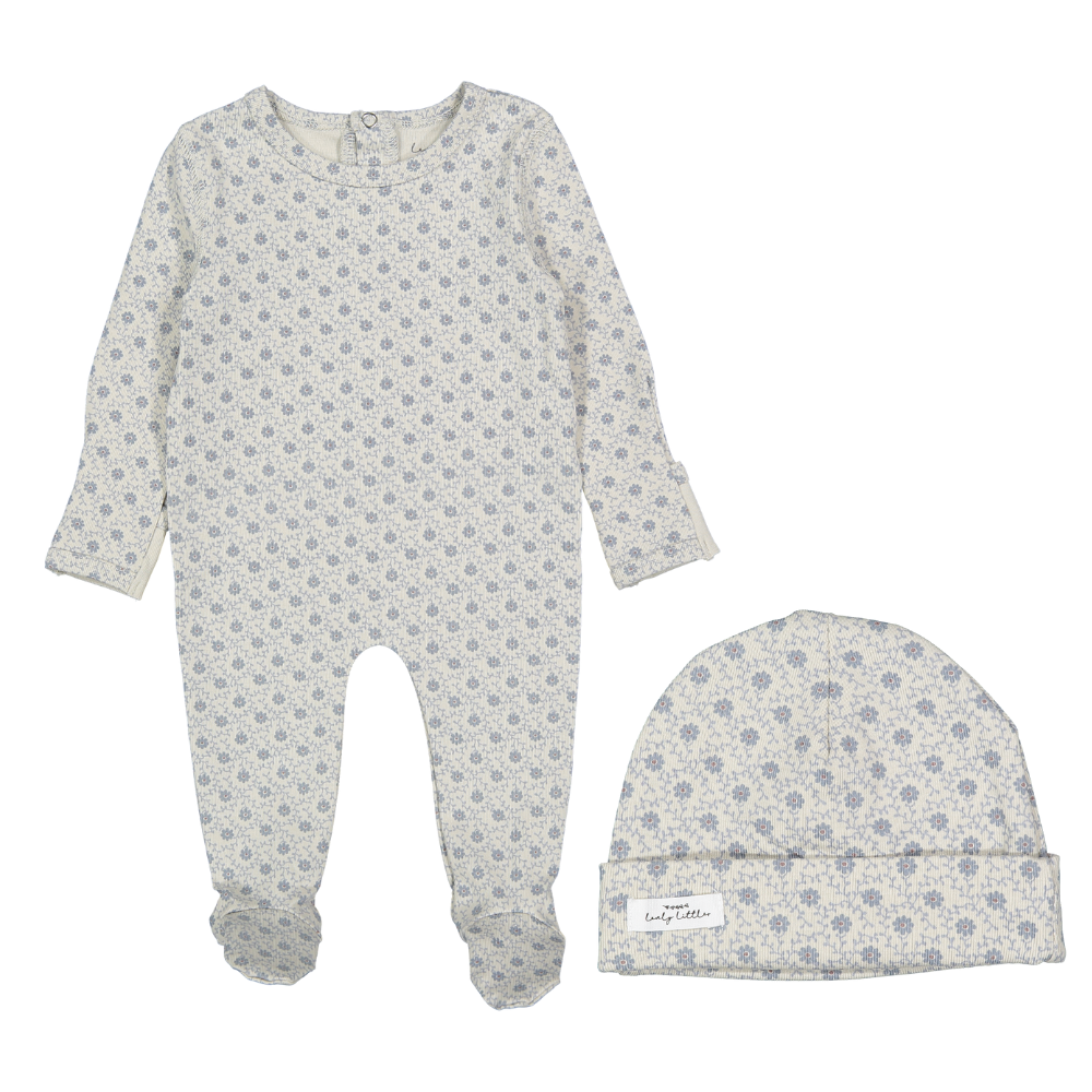 Lovely Littles Emma Footie & Beanie - Blue