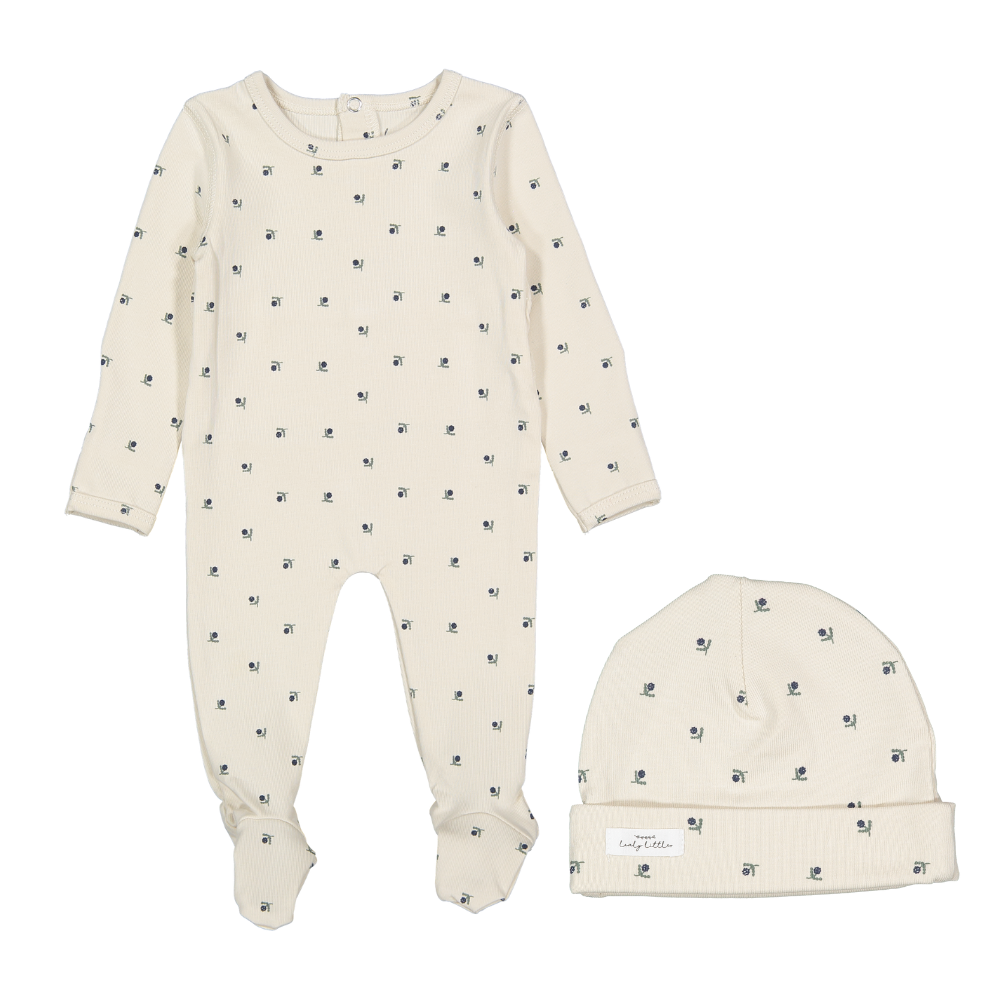 Lovely Littles Mini Stitch Footie & Beanie - Blue