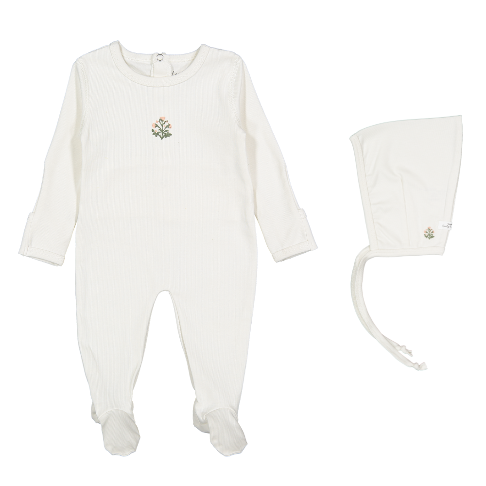 Lovely Littles Zara Embroider Footie & Bonnet - Pink