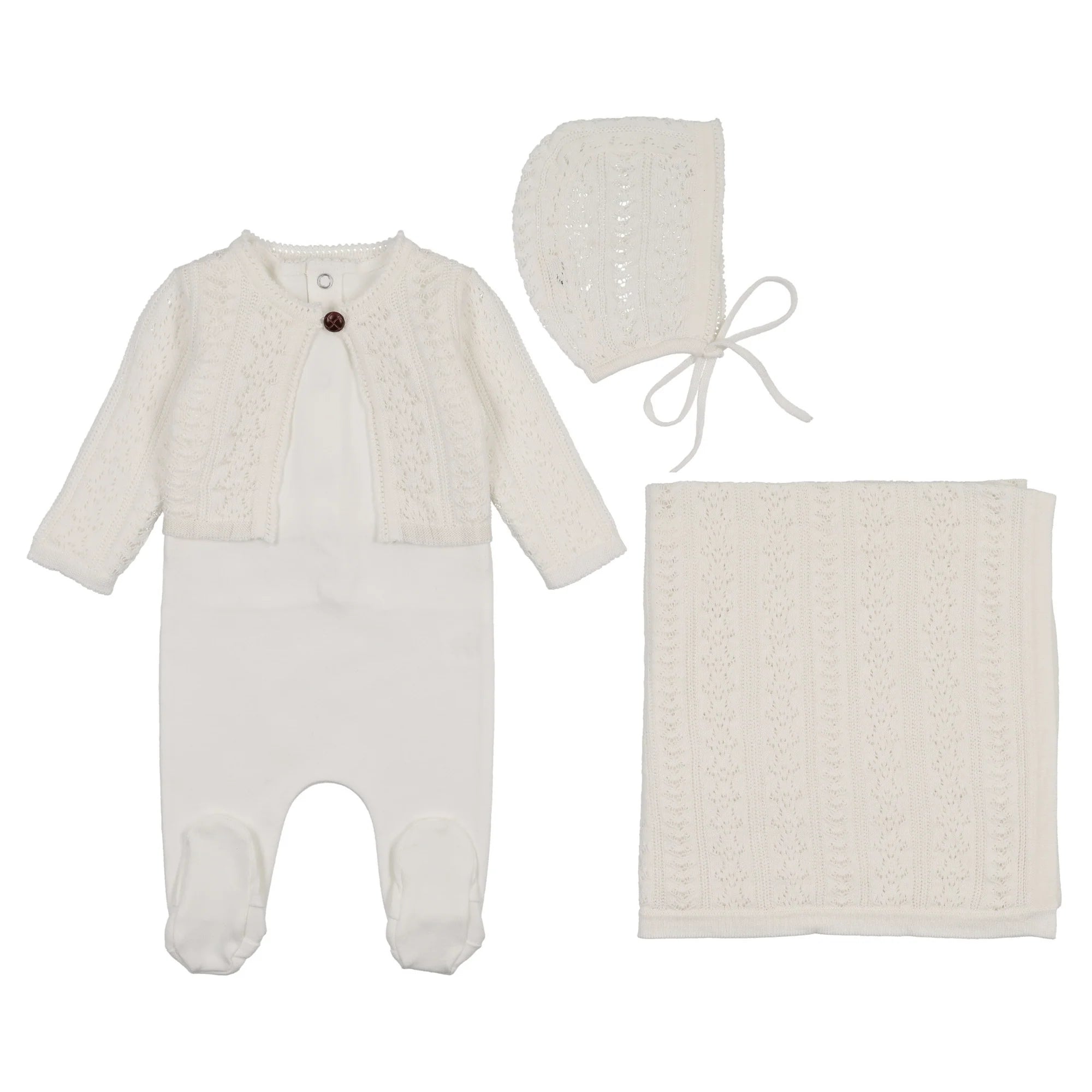 Bee & Dee Intricate Layette Set - Chalk White
