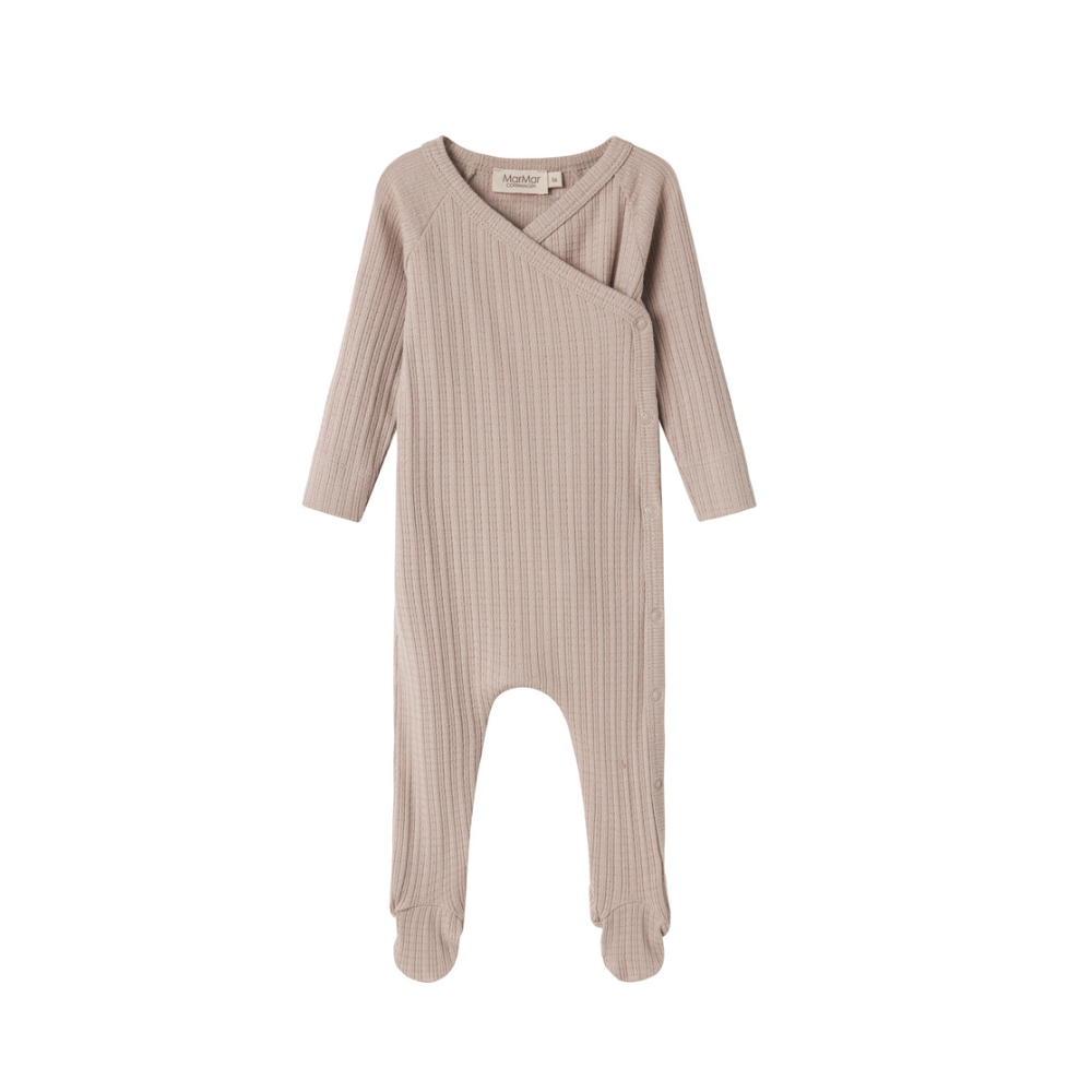Marmar Textured Ribbed Pointelle Footie - Soft Beige