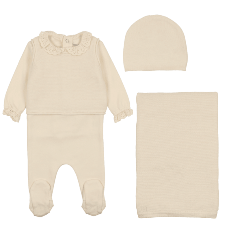 Bee & Dee Grace Footie, Vest & Beanie Set W Blanket