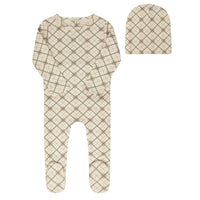 Aurora Cotton Plaid Print Footie & Hat