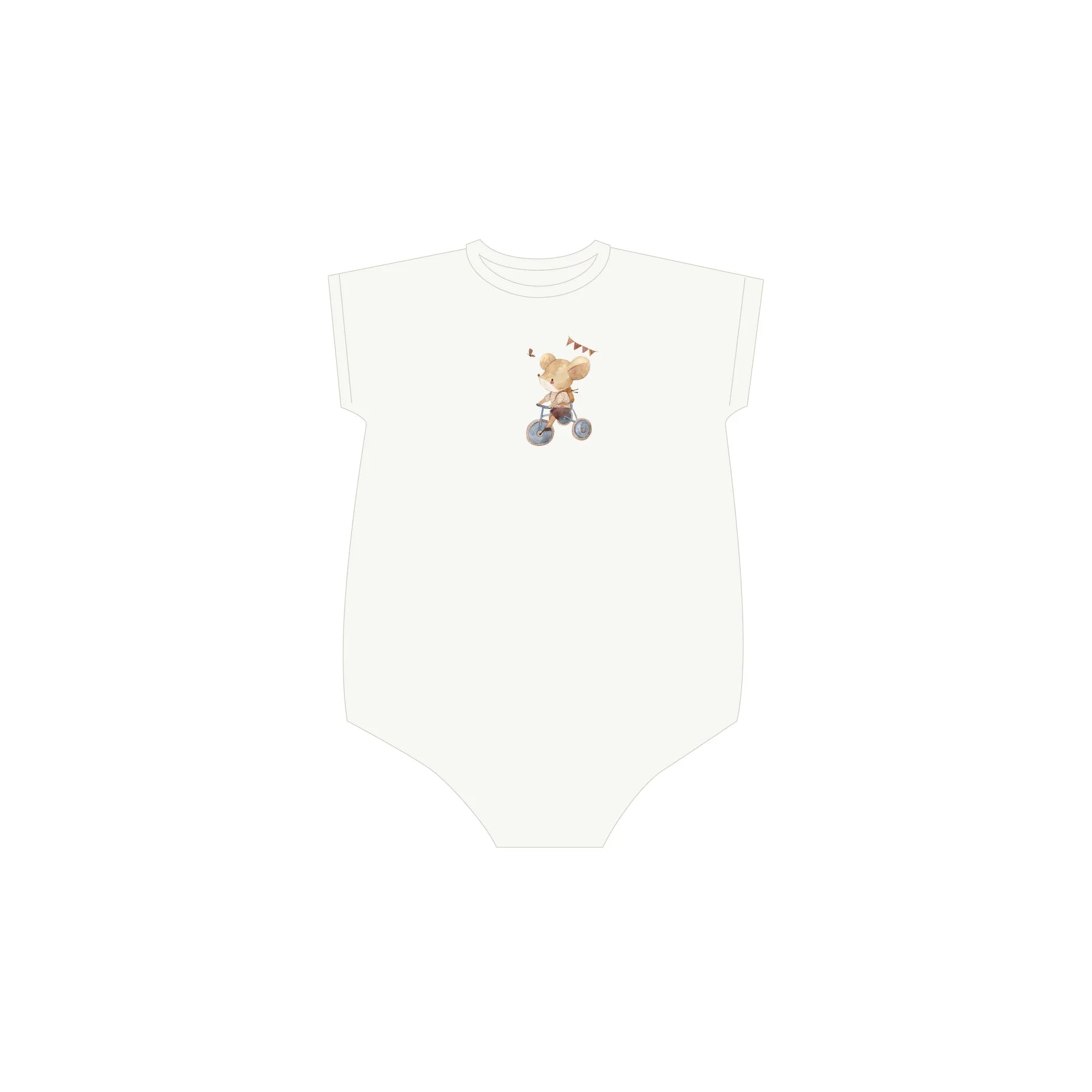 Elys & Co French Terry Mouse Romper - Ivory Blue