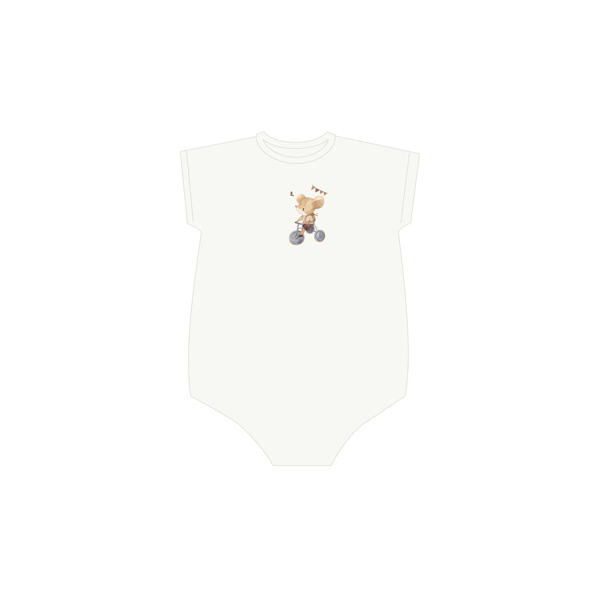 Elys & Co French Terry Mouse Romper - Ivory Blue