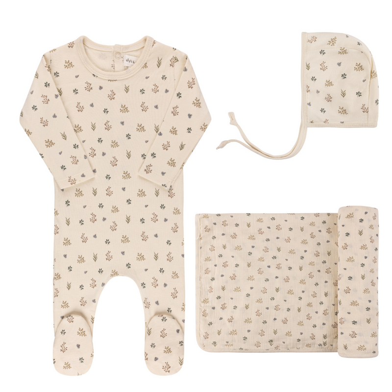 Ely's & Co Garden Floral Print Collection 3PC Layette Set - Pink Ely's & Co Garden Floral Print Collection 3PC Layette Set - Pink