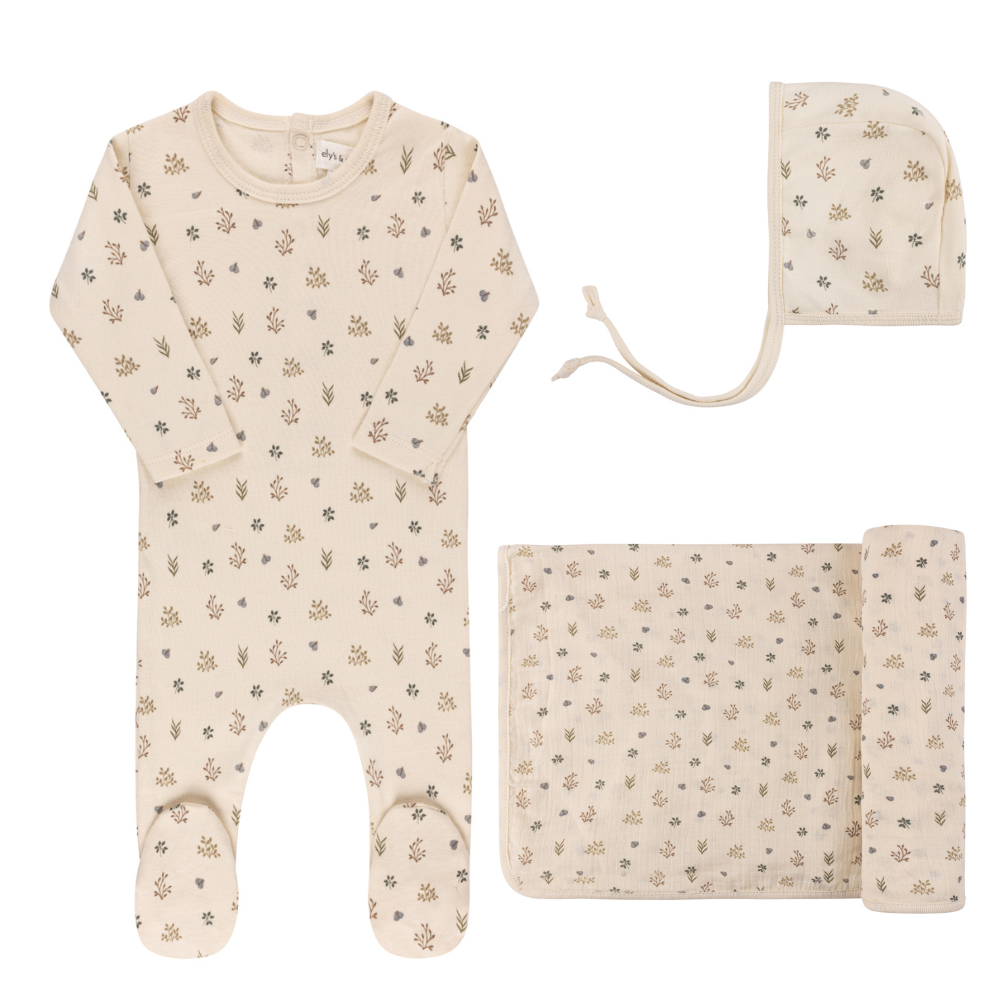 Elys &  Co Garden Floral Print Layette Set