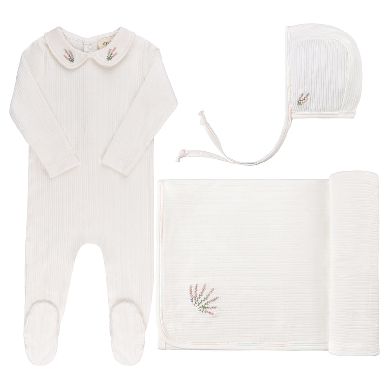 Ely's & Co Embroidered Collar Layette Set