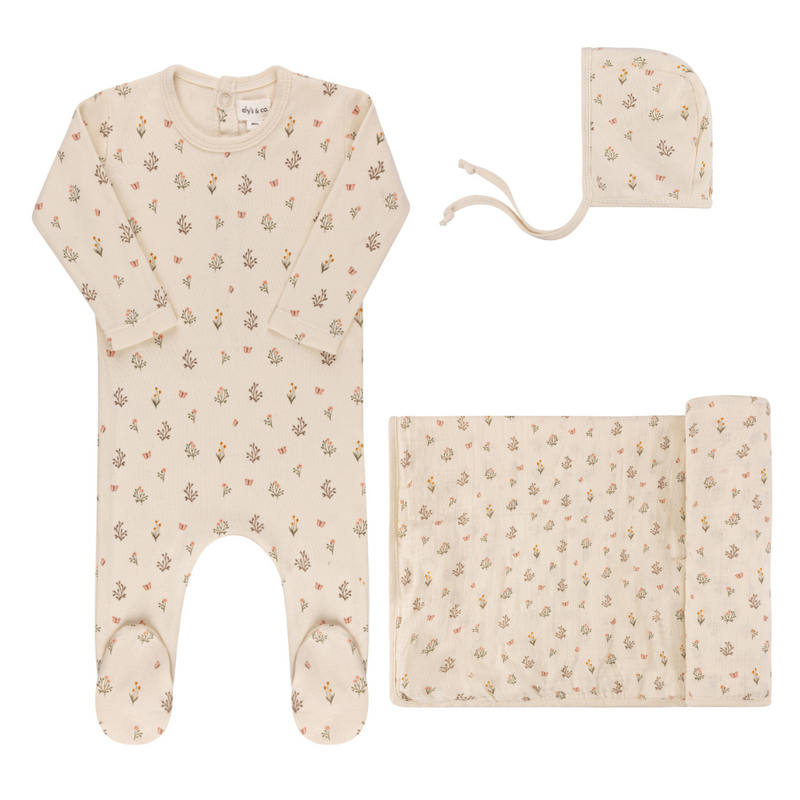 Ely's & Co Garden Floral Print Collection 3PC Layette Set - Pink Ely's & Co Garden Floral Print Collection 3PC Layette Set - Pink