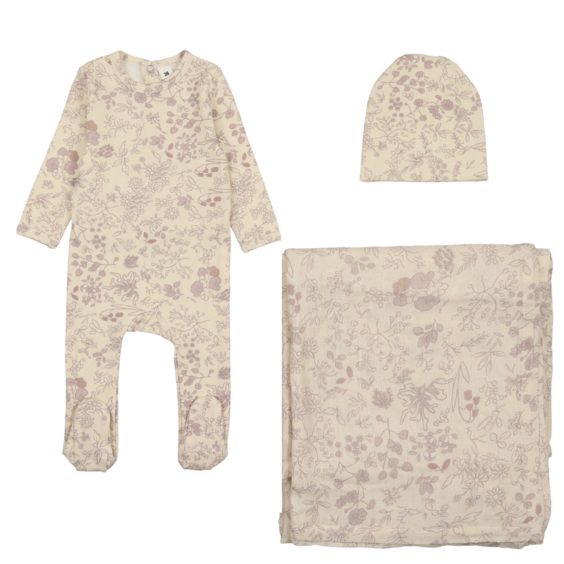 Bonjoy Lilac Print Layette Set