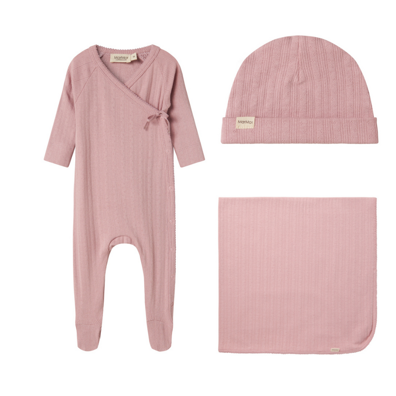 Marmar Linear Pointelle Layette Set AW25 - Soft Berry