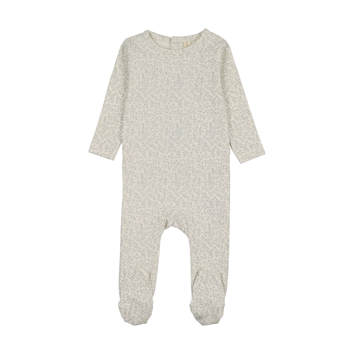 Lilette Leaf Trail Footie - Cream/Blue