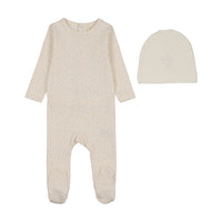 Lilette Leaf Trail Footie & Hat - Cream/Pink