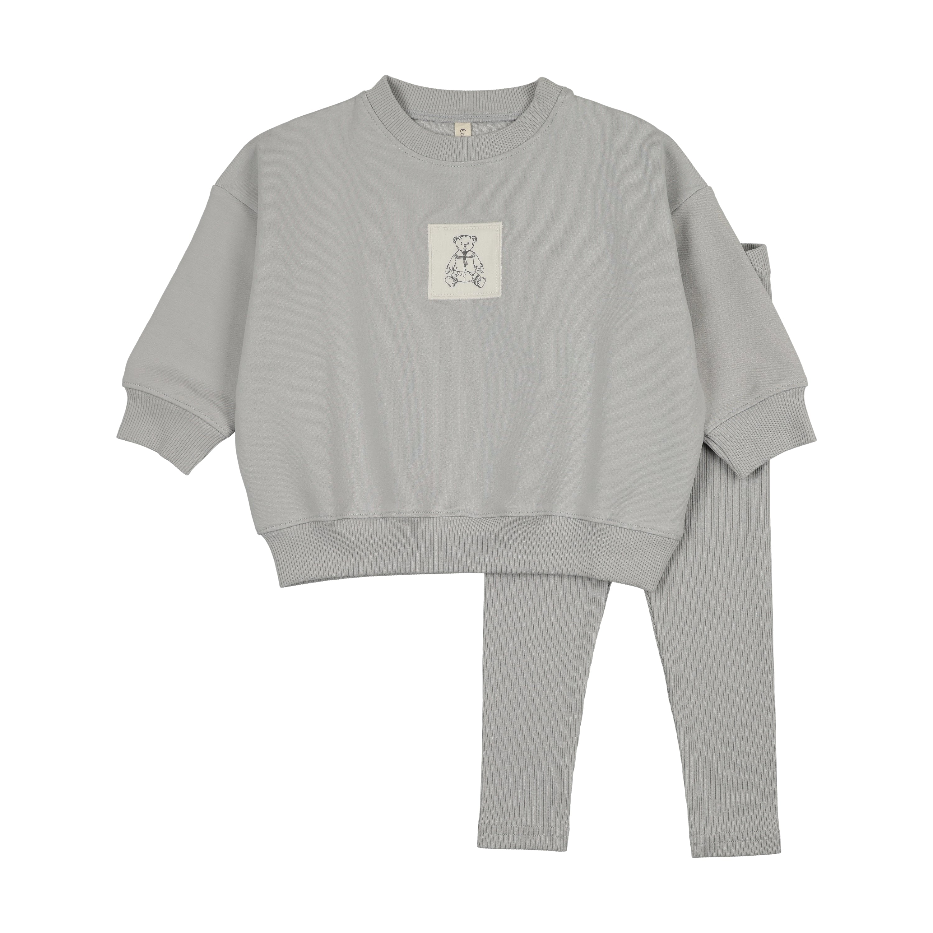 Lilette Graphic Tag Sweatshirt & Pants - Pale Blue