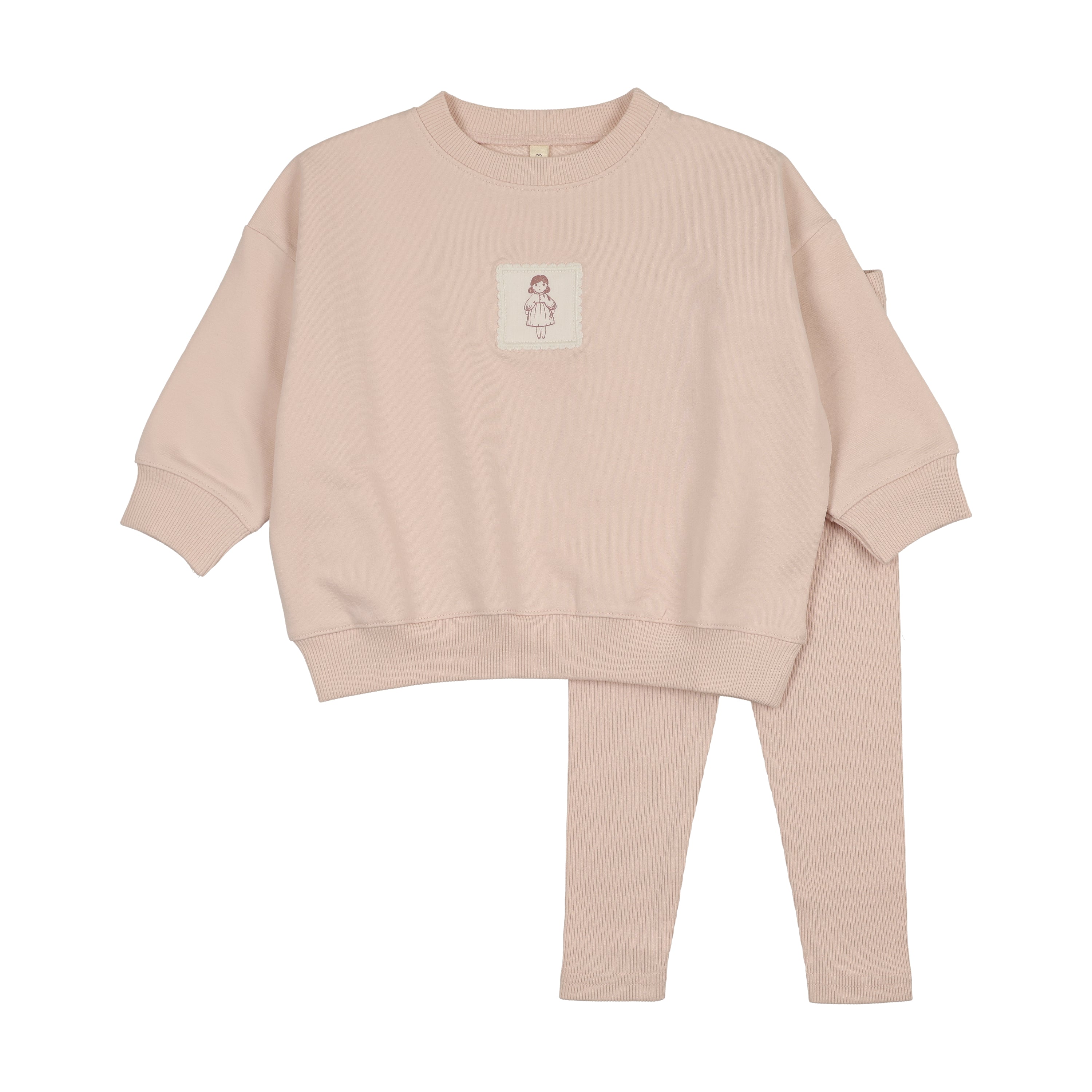 Lilette Graphic Tag Sweatshirt & Pants - Petal