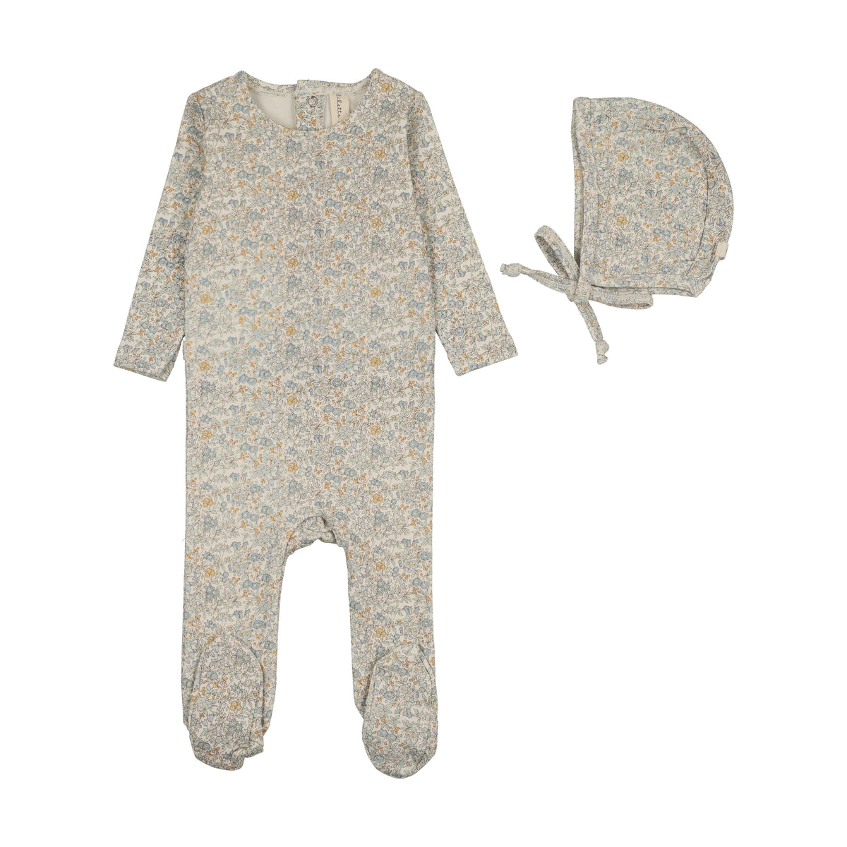 Lilette Liberty Floral Footie & Hat - Cream/Blue
