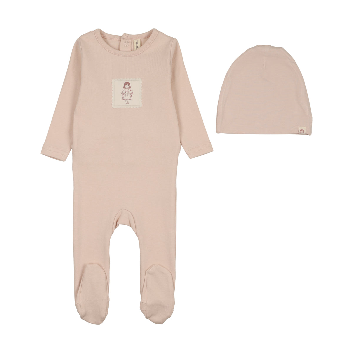 Lilette Graphic Tag Footie & Hat - Petal
