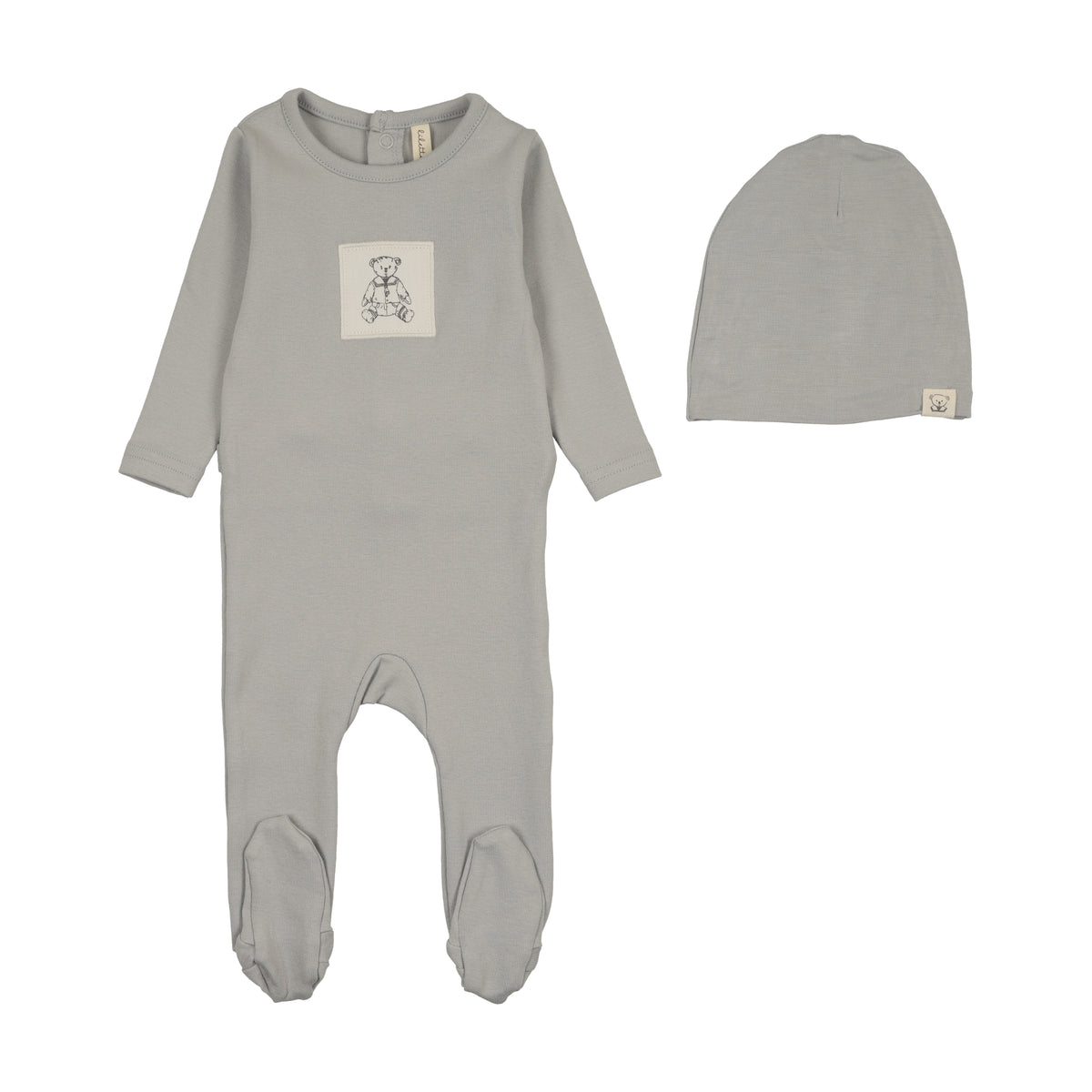 Lilette Graphic Tag Footie & Hat - Pale Blue