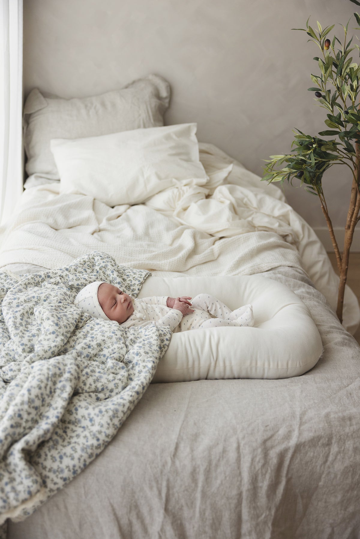 Lilette Floret Print Layette Set - Cream/Blue