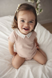 Lilette Sweetheart Collar Romper - Dusty Pink