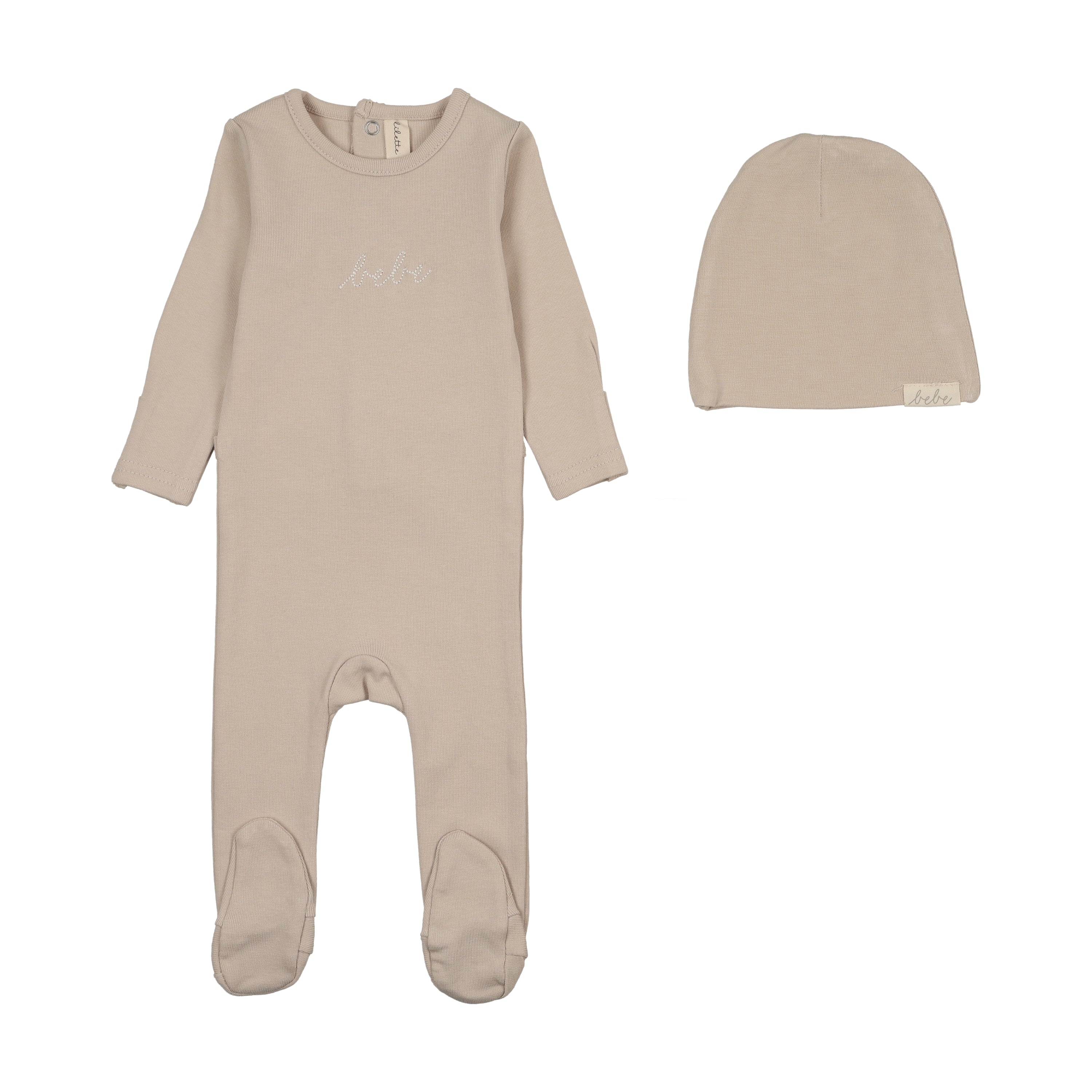 Lilette Take Me Home Bebe Footie & Hat - Oat