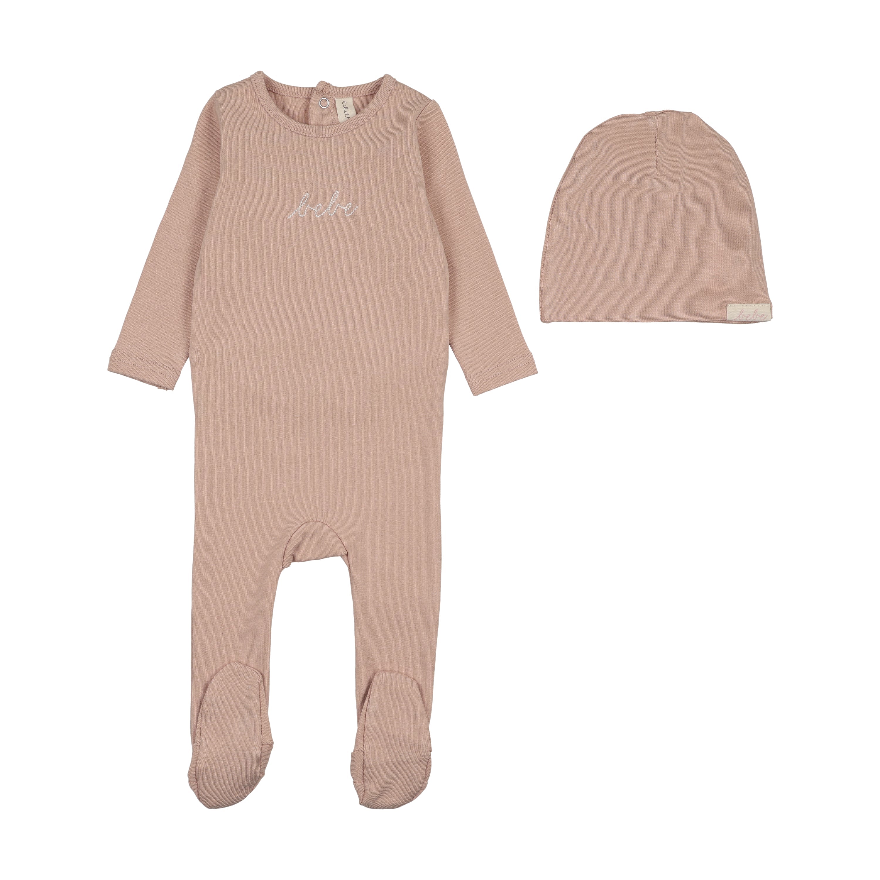 Lilette Take Me Home Bebe Footie & Hat - Dusty Pink