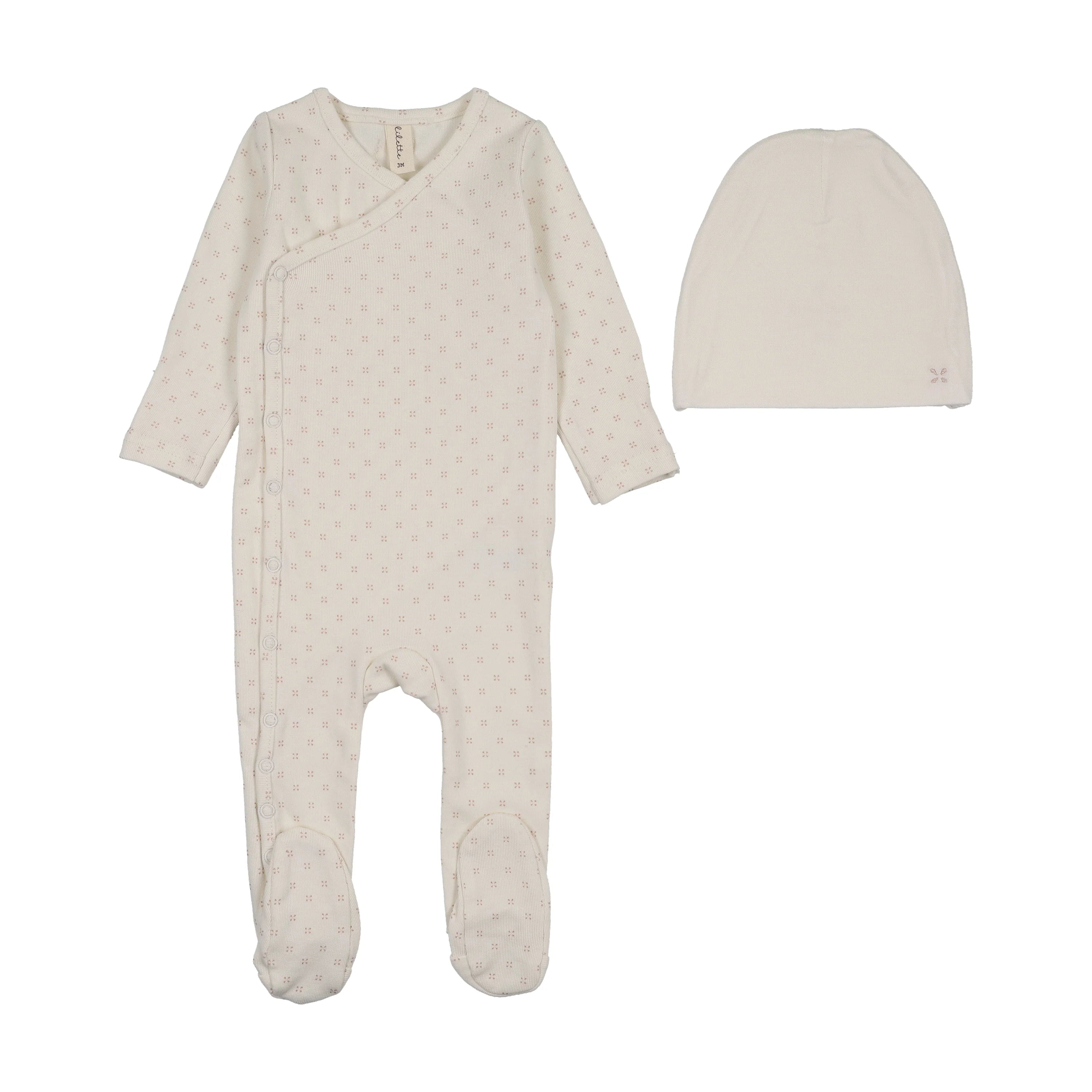 Lilette Take Me Home Clover Footie Set - Cream/Dusty Pink