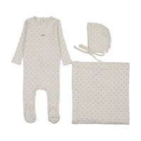 Lilette Floret Print Layette Set - Cream/Blue