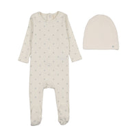 Lilette Striped Planes Footie & Hat - Cream/Light Blue