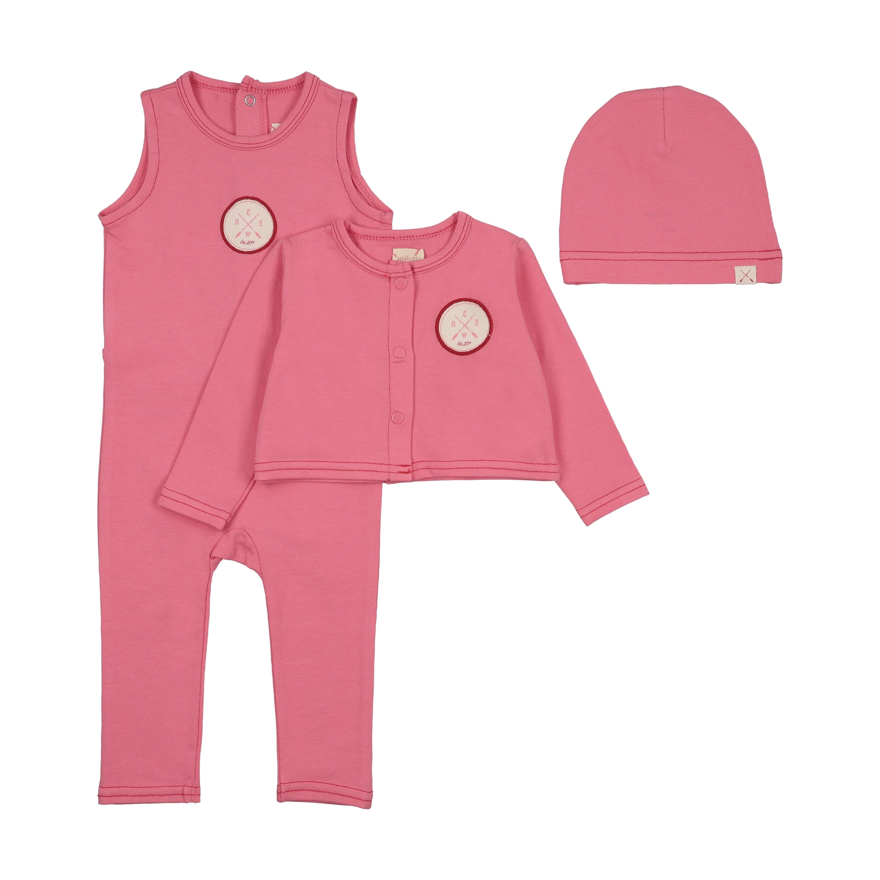 Analogie Girls Footie, Hat & Cardigan Set - Fresh Pink