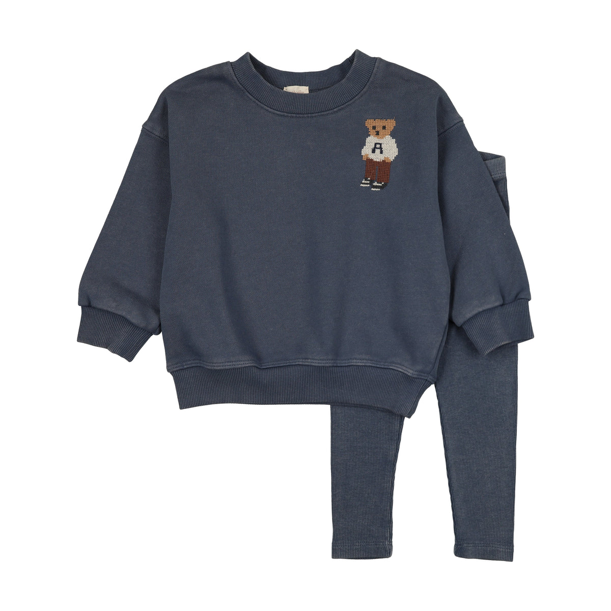 Analogie Embroidered Bear Top & Pants - Vintage Indigo